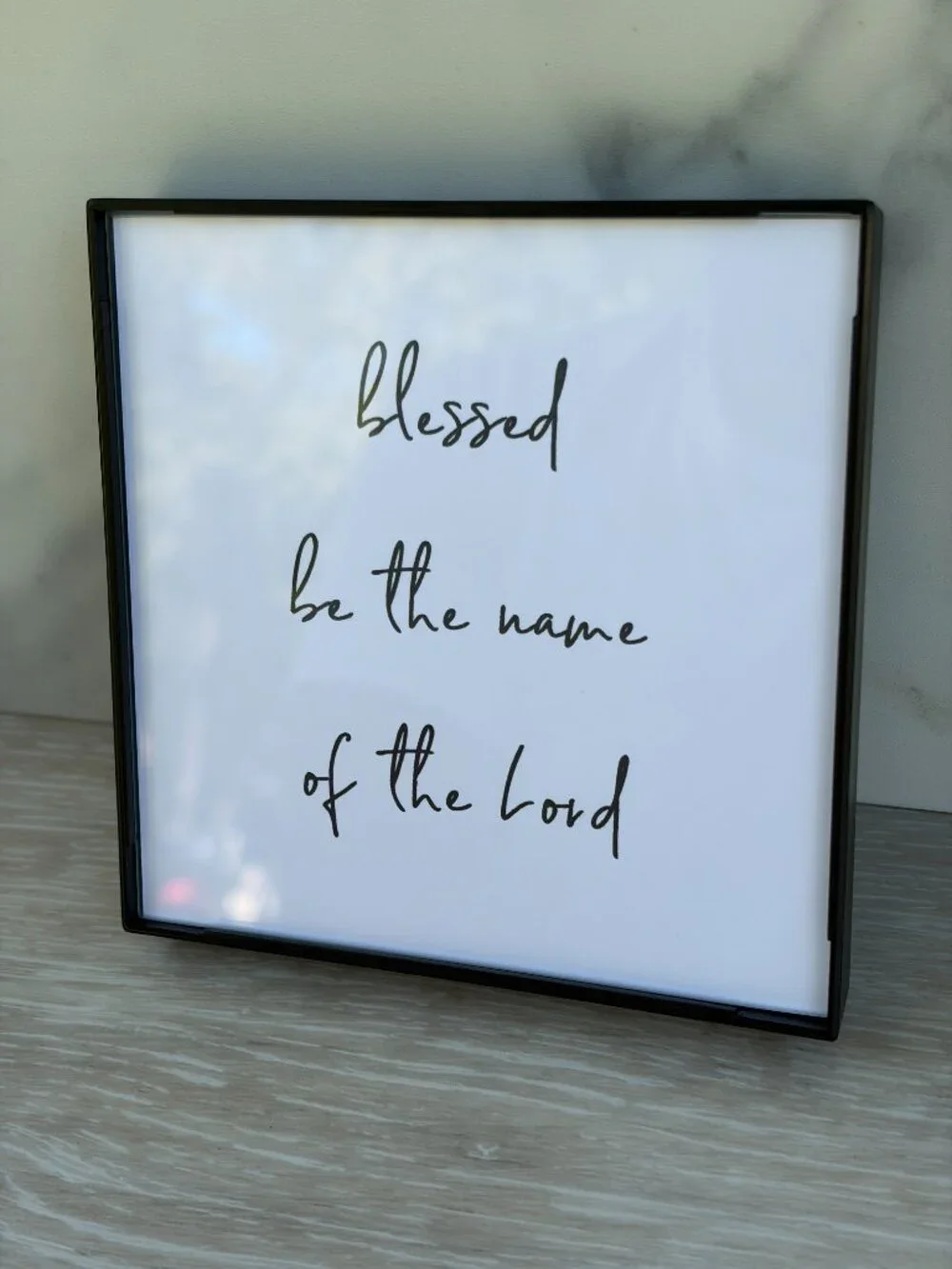 Blessed Be The Name Of The Lord Framed Art Print 4x4 Black Christian Tiered Tray